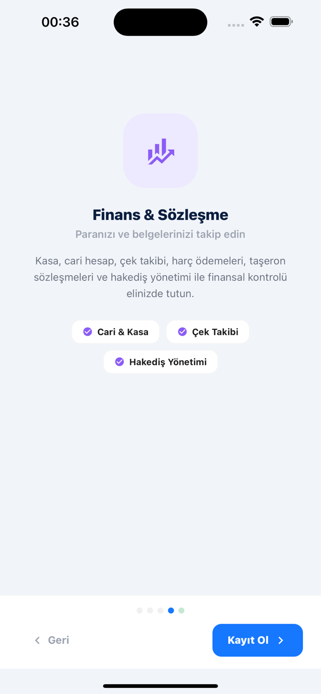 SantiyePro telefon finans ekranı: cari ve kasa, çek takibi ve hakediş yönetimiyle paranızı ve belgelerinizi takip edin